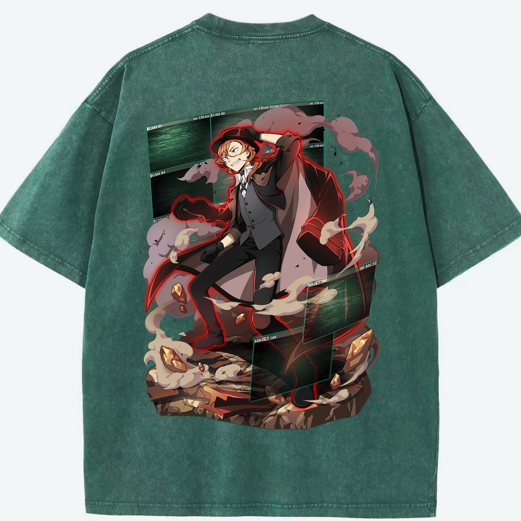 （画像用） 文豪ストレイドッグス Bungo Stray Dogs 綿100% ヴィンテージ風 半袖Tシャツ（背面プリント）